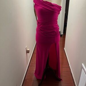 Fashion Nova Chic One-Shoulder Pink Dress